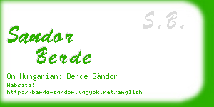sandor berde business card